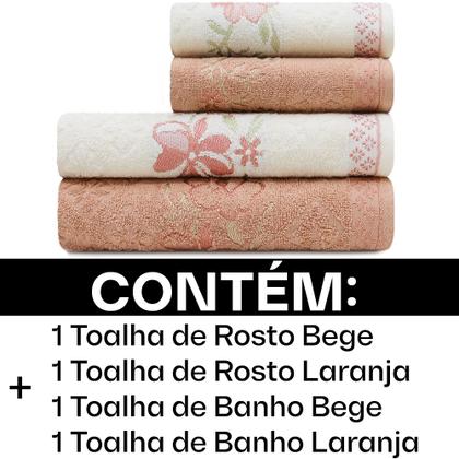 Imagem de Jogo De Toalhas 4 Peças - Banho e Rosto Algodão Antipiling Yuna Karsten - Emcompre