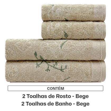 Imagem de Jogo De Toalhas 4 Peças - Banho e Rosto Algodão Antipiling Yuna Karsten - Emcompre