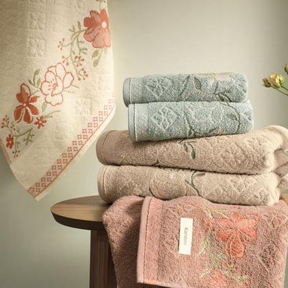 Imagem de Jogo De Toalhas 4 Peças - Banho e Rosto Algodão Antipiling Yuna Karsten - Emcompre