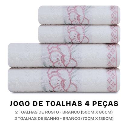 Imagem de Jogo De Toalhas 4 Peças - Banho e Rosto Algodão Antipiling Yuna Karsten - Emcompre
