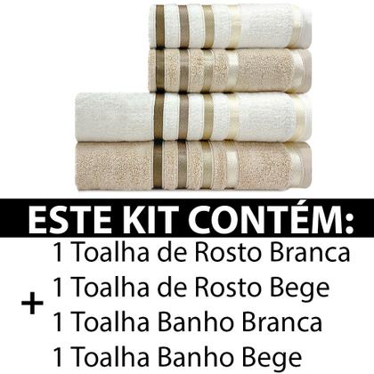 Imagem de Jogo De Toalhas 4 Peças - Banho + Rosto Algodão Fio Penteado Lumina Karsten - Emcompre