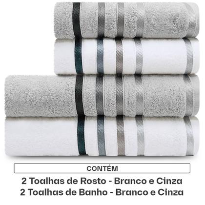 Imagem de Jogo De Toalhas 4 Peças - Banho + Rosto Algodão Fio Penteado Lumina Karsten - Emcompre