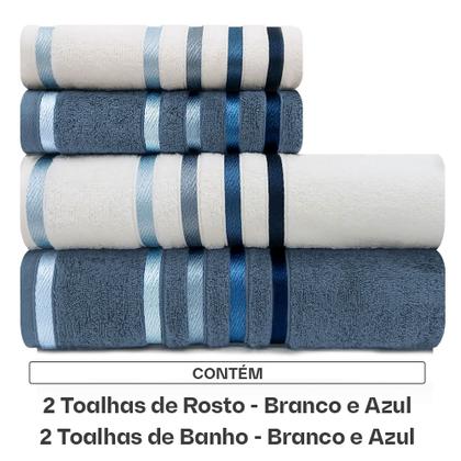 Imagem de Jogo De Toalhas 4 Peças - Banho + Rosto Algodão Fio Penteado Lumina Karsten - Emcompre