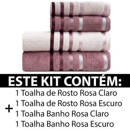 Imagem de Jogo De Toalhas 4 Peças - Banho + Rosto Algodão Fio Penteado Lumina Karsten - Emcompre