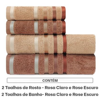 Imagem de Jogo De Toalhas 4 Peças - Banho + Rosto Algodão Fio Penteado Lumina Karsten - Emcompre