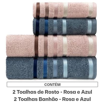 Imagem de Jogo De Toalhas 4 Peças - Banho + Rosto Algodão Fio Penteado Lumina Karsten - Emcompre