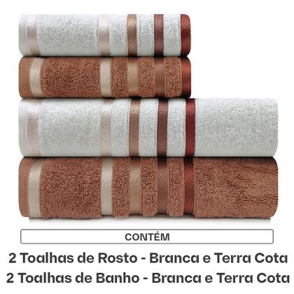 Imagem de Jogo De Toalhas 4 Peças - Banho + Rosto Algodão Fio Penteado Lumina Karsten - Emcompre