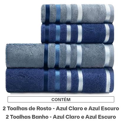 Imagem de Jogo De Toalhas 4 Peças - Banho + Rosto Algodão Fio Penteado Lumina Karsten - Emcompre