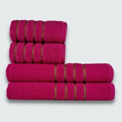 Imagem de Jogo de Toalhas 8 peça Coleção Montreal 100% Algodão Rosa+Verde