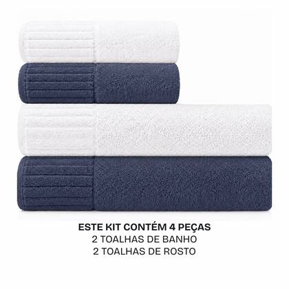 Imagem de Jogo de Toalhas Banhão e Rosto 100 Algodão Velour Camesa 4 Peças