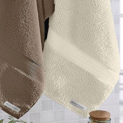 Imagem de Jogo de Toalhas Bouton Natural Bege/Creme 5Pçs