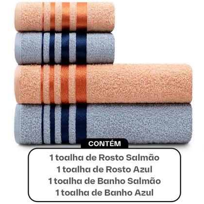 Imagem de Jogo de Toalhas de Algodão 4 Peças Banho e Rosto Karsten - Emcompre