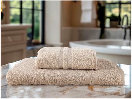 Imagem de Jogo de Toalhas de Banho Dohler 100% Algodão Paris Bege 2 Peças