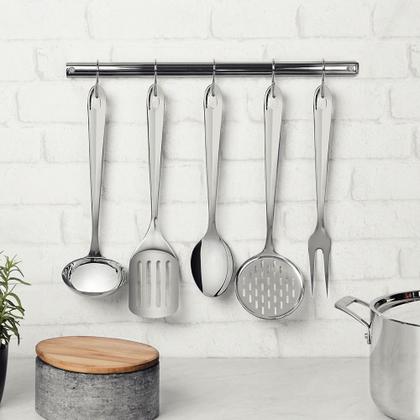 Imagem de Jogo de Utensílios 5 Peças Tramontina Utility 66812700 com Suporte de Parede Inox