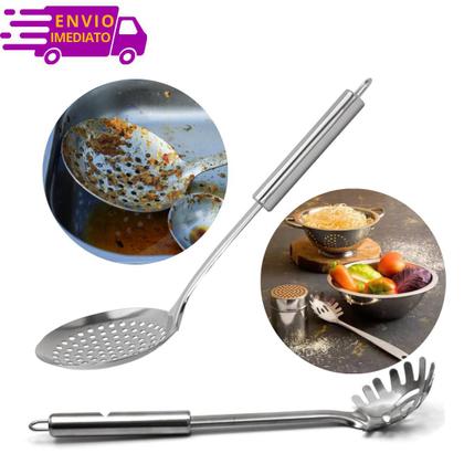 Imagem de Jogo de Utensílios de Cozinha Completo 100% Inox Faqueiro Talheres para Servir