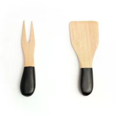 Imagem de Jogo de utensílios para queijo de bambu 2pcs preto - oikos
