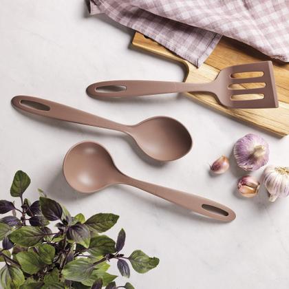 Imagem de Jogo de Utensílios Tramontina Ability em Nylon Mocaccino 03 Peças