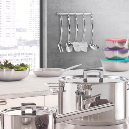 Imagem de Jogo de Utensílios Tramontina Extrata em Aço Inox com Suporte de Parede 5 Peças 66815700