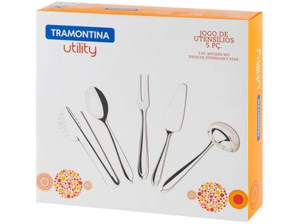 Imagem de Jogo de Utensílios Tramontina Utility em Aço Inox Acabamento Brilho 5 Peças