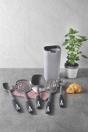 Imagem de Jogo de Utensílios Tramontina Verano Ônix com Suporte 6 Peças