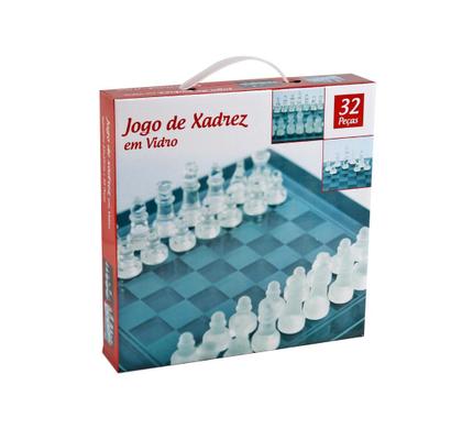Imagem de Jogo de xadrez com tabuleiro e peças de vidro 25x25cm