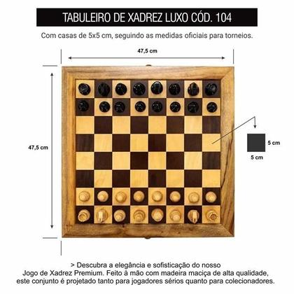 Imagem de Jogo de Xadrez Completo - Tabuleiro com Gavetas - Cód. 104