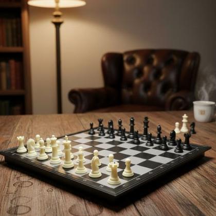 Imagem de Jogo De Xadrez Dobrável Magnético Luxo Portátil Grande