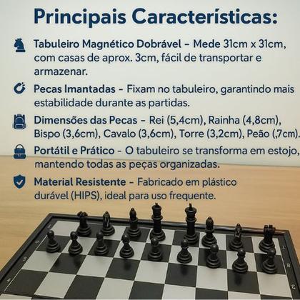 Imagem de Jogo De Xadrez Dobrável Magnético Luxo Portátil Grande