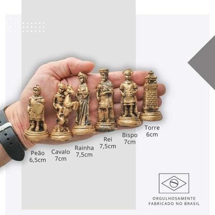 Imagem de Jogo de Xadrez Medieval com Tabuleiro Temático Peças Decorativas Colecionável Presente Luxo