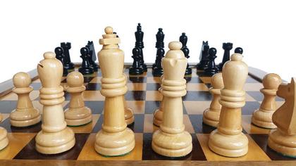 Imagem de Jogo de xadrez oficial tabuleiro marchetado - rei 10 cm