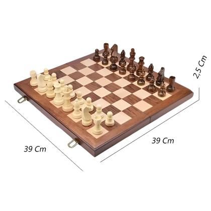 Imagem de Jogo de Xadrez Profissional Com Tabuleiro E Peças Em Madeira Luxo