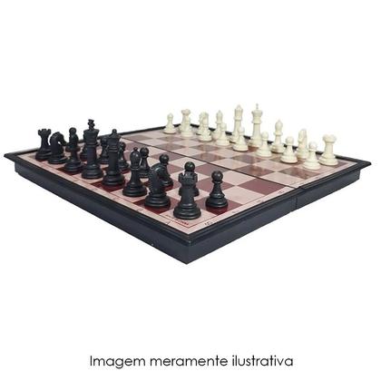 Jogo De Xadrez Tabuleiro Dobrável Portátil Compacto 20x20Cm - NS Imagem de Jogo De Xadrez Tabuleiro Dobrável Portátil Compacto 20x20Cm