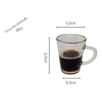 Imagem de Jogo de Xicara Coffee 6 peças Fratelli 70ml Ideal para cafés, chás e degustações Vidro Resistente