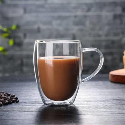 Jogo de Xícara de Café Vidro Duplo 350ml Kit 2 Unidades Caneca - Majestic Imagem de Jogo de Xícara de Café Vidro Duplo 350ml Kit 2 Unidades Caneca