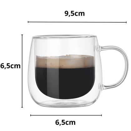 Imagem de Jogo De Xicara Vidro Duplo Caneca Parede Dupla 4 Un 80ml