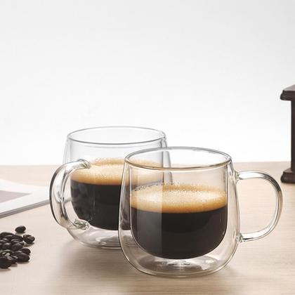 Imagem de Jogo De Xicara Vidro Duplo Caneca Parede Dupla 4 Un 80ml