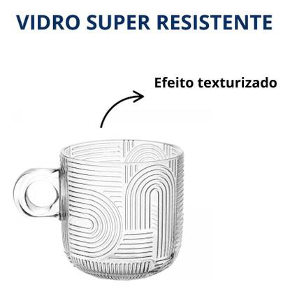 Imagem de Jogo De Xicaras 4 Unidades Vidro Com Relevo 100 Ml