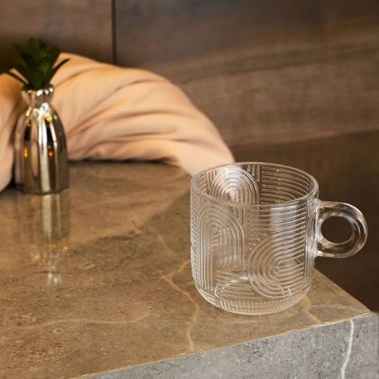 Imagem de Jogo De Xicaras 4 Unidades Vidro Com Relevo 100 Ml