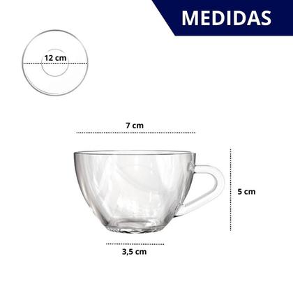 Imagem de Jogo de Xicaras 6 unidades Vidro com Pirex 90ml