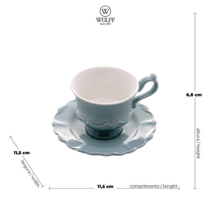 Imagem de Jogo de Xicaras de CAFE PORCELANA 6 pçs PIRES MENTA 90ml - Wolff