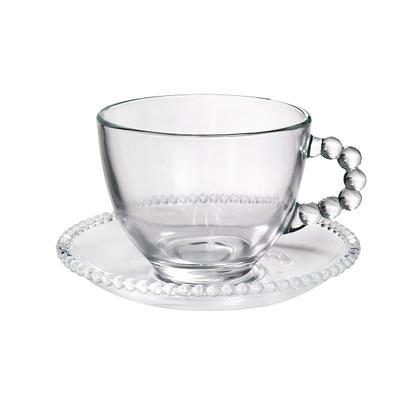 Imagem de Jogo de xícaras de chá de vidro com pires 180ml 12 peças