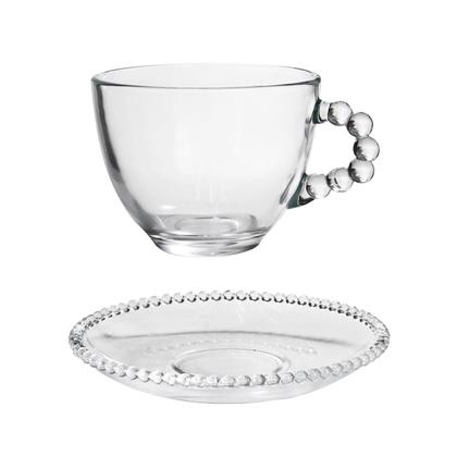 Imagem de Jogo de xícaras de chá de vidro com pires 180ml 12 peças