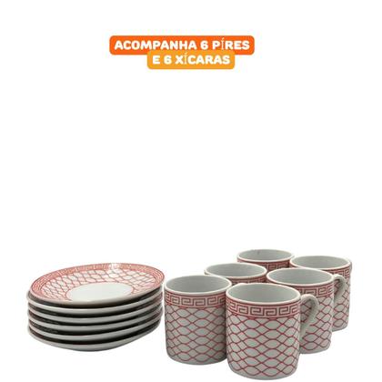 Imagem de Jogo De Xícaras De Porcelana Com Pires Para Café Mesa Posta