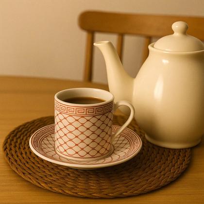 Imagem de Jogo De Xícaras De Porcelana Com Pires Para Café Mesa Posta