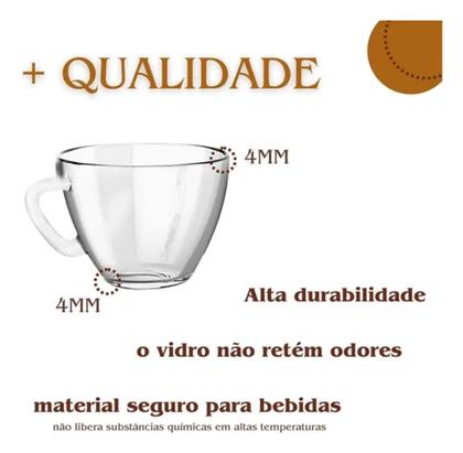 Imagem de Jogo de xicaras de vidro café 6 Pcs 90Ml - Original Glass
