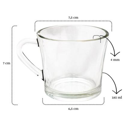 Imagem de Jogo De Xícaras De Vidro Resistente 185ml Para Café Sem Pires - 4 Unidades