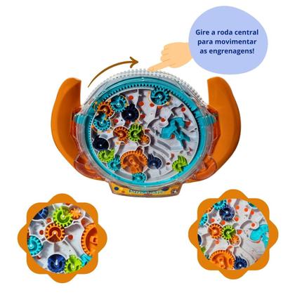 Imagem de Jogo Desafio IQ Labirinto de Engrenagens Novo Genio Nettoy Laranja Brinquedo Educativo e Recreativo