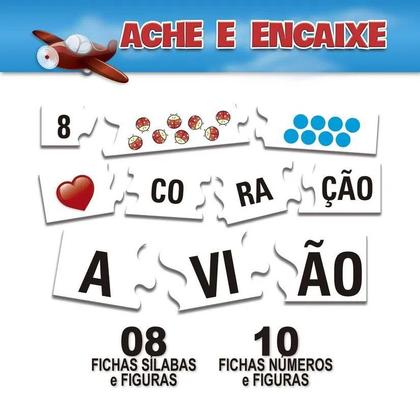 Imagem de Jogo Didático Ache e Encaixe 2 em 1 Silabas e Quantidades
