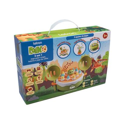 Imagem de Jogo Dino 3 em 1 c/ Jogo Pula e Pega, Boliche e Jogo da Velha Leo&Leo Leonora - 10504