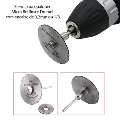 Imagem de Jogo Disco Serra e Pontas Montadas Acessorios Micro Retifica